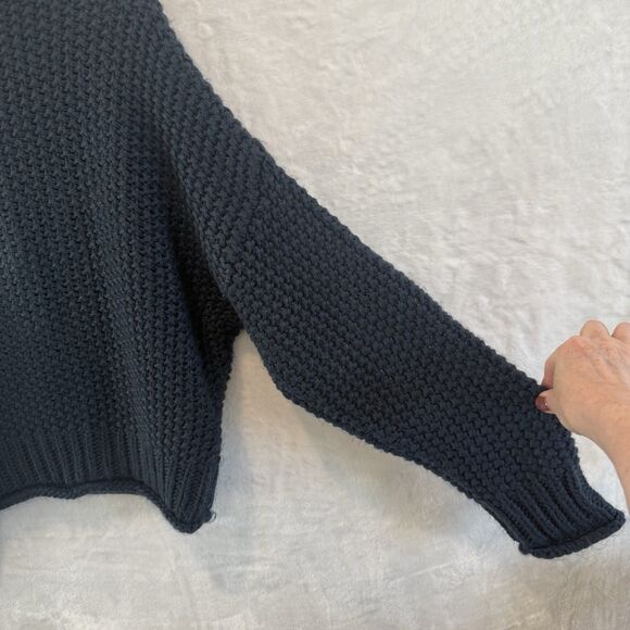 THE ODELLS Anthropologie Sweater Turtleneck Navy Blue Chunky Knit S - Picture 4 of 8